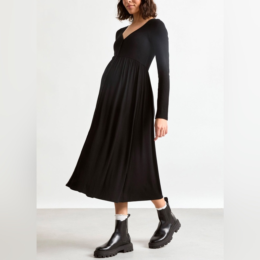 Hatch The Softest Rib Nursing Dress in Black Size 3 / Large